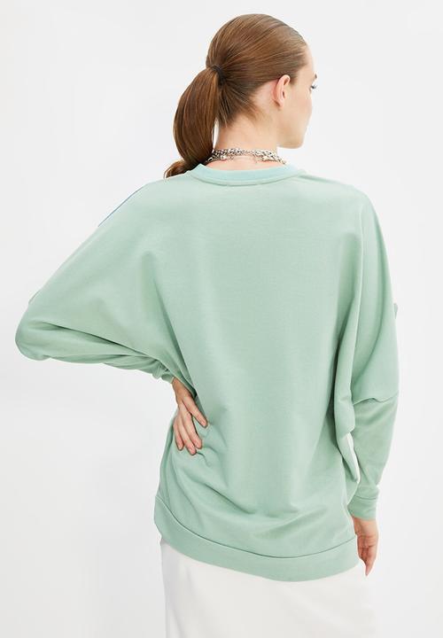 Trendyol - Knitted paneled sweatshirt - mint
