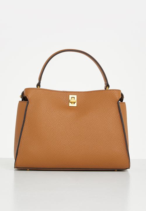 GUESS - Downtown chic turnlock satchel - cognac