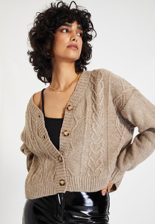 Trendyol - Knitted detailed crop cardigan - camel