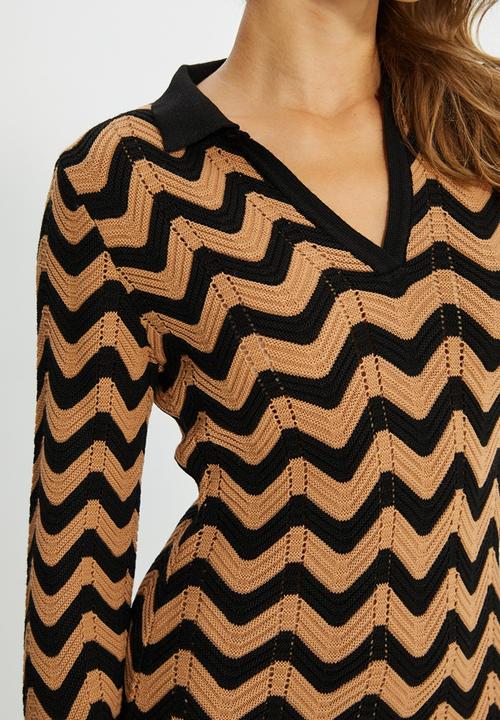 Trendyol - Knit dress - camel & black