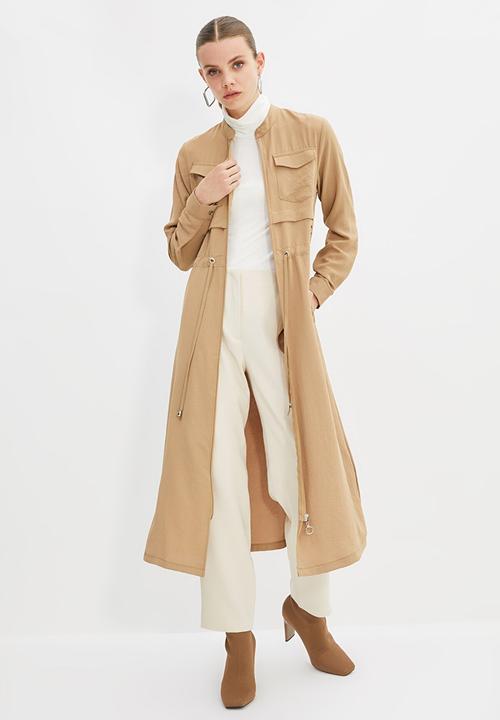 Trendyol - Collar long length jacket- camel