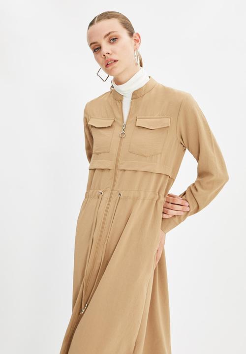 Trendyol - Collar long length jacket- camel