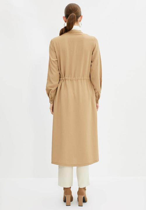 Trendyol - Collar long length jacket- camel