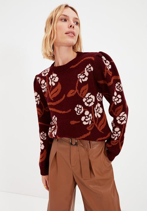Trendyol - Jacquard knit sweater - plum