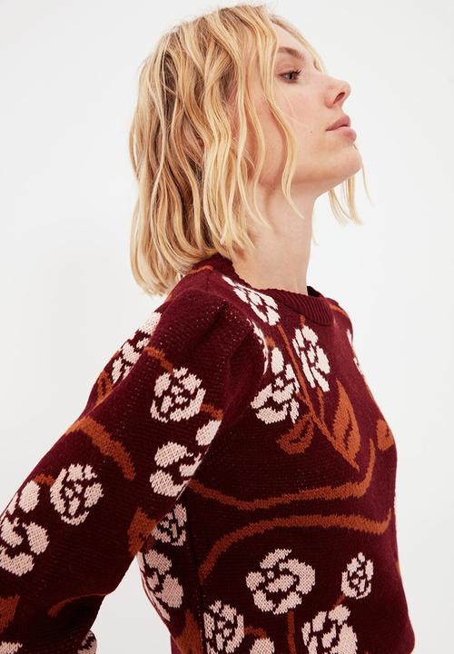 Trendyol - Jacquard knit sweater - plum