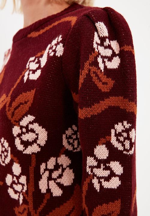 Trendyol - Jacquard knit sweater - plum