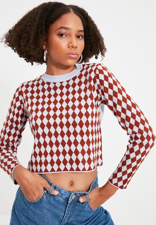 Trendyol - Jacquard knit sweater - clear blue