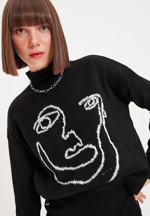Trendyol - Jacquard knit sweater - black