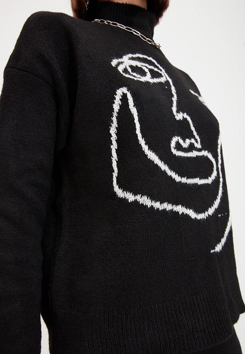 Trendyol - Jacquard knit sweater - black