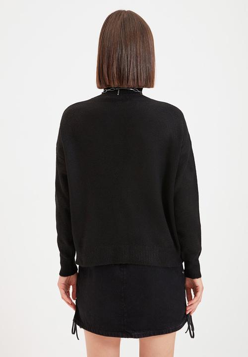 Trendyol - Jacquard knit sweater - black