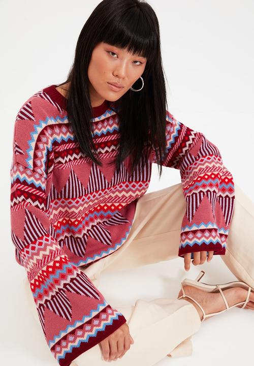 Trendyol - Jacquard knit sweater  - pink