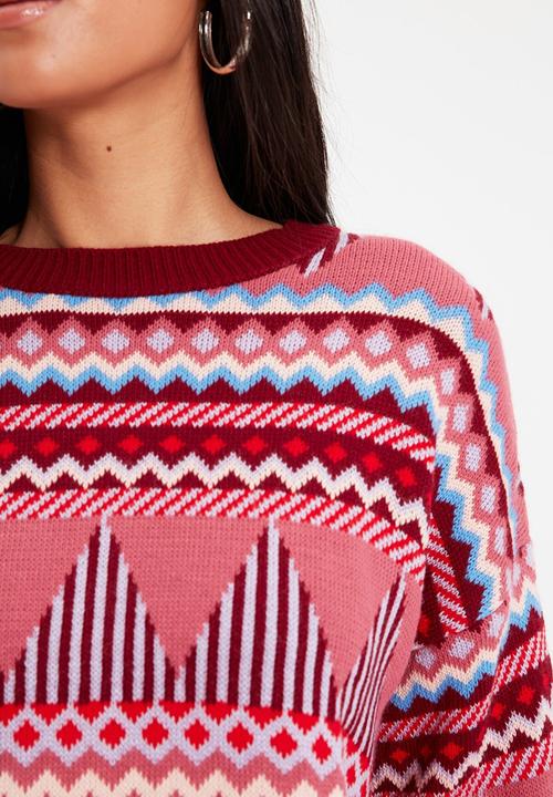 Trendyol - Jacquard knit sweater  - pink