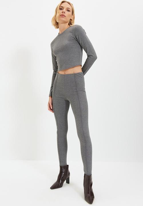 Trendyol - Interlock knit leggings - grey