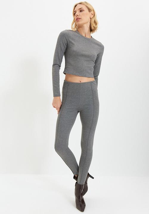 Trendyol - Interlock knit leggings - grey