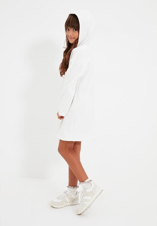 Trendyol - Hooded long sleeve dress - ecru