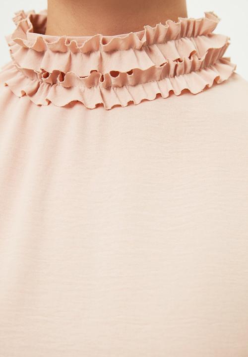 Trendyol - High collar tunic blouse - beige