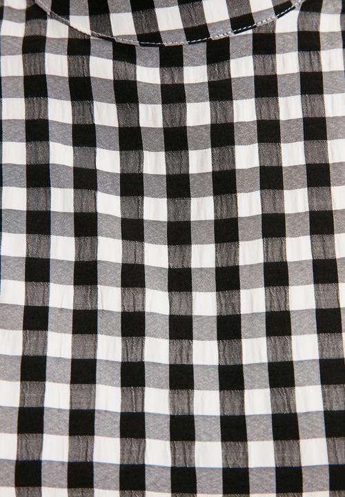 Trendyol - Balloon sleeve blouse - black & white 