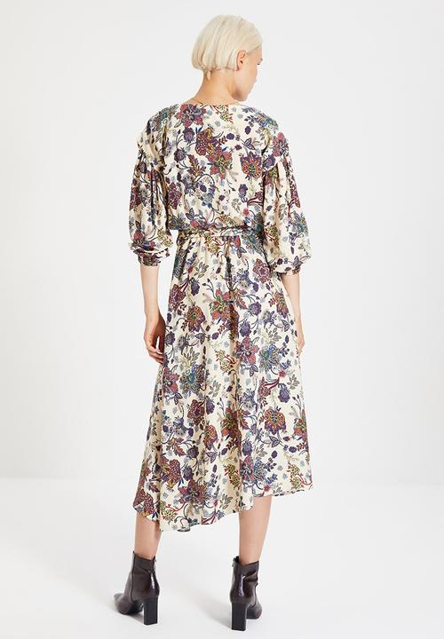 Trendyol - Floral ballon sleeve dress - stone