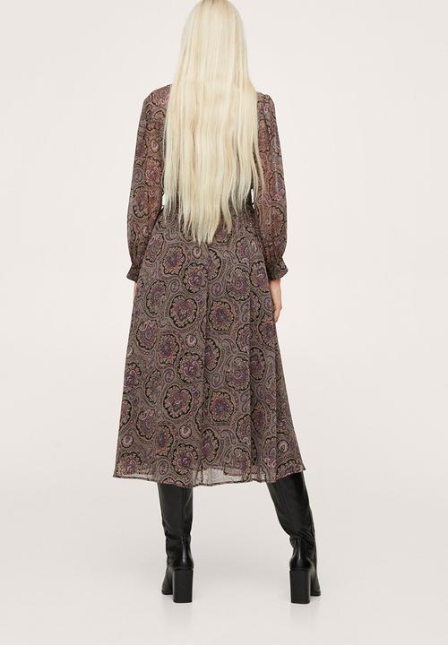 MANGO - Dress paisley - black