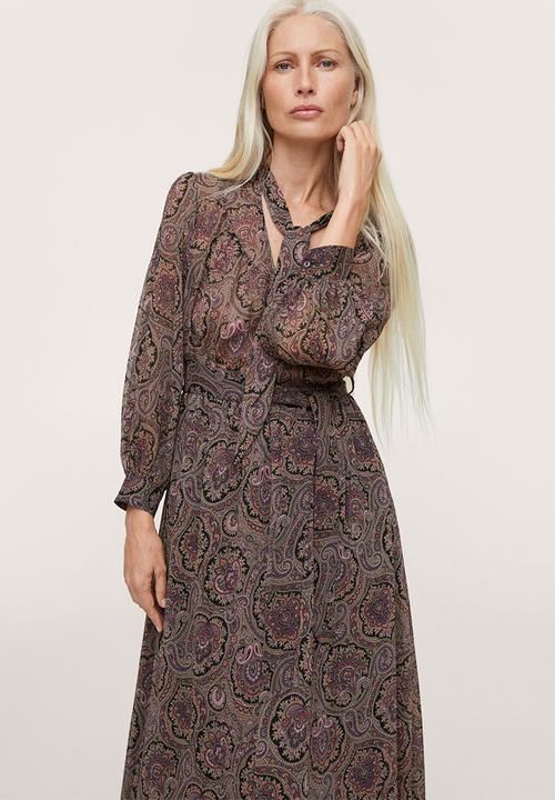 MANGO - Dress paisley - black