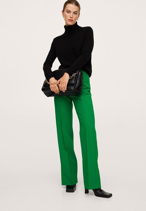 MANGO - Trousers maca - green