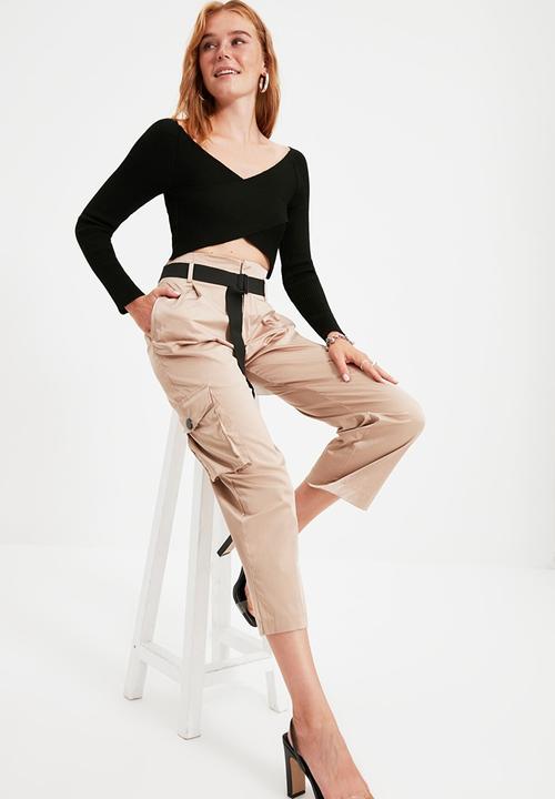 Trendyol - Double breasted knit sweater - black