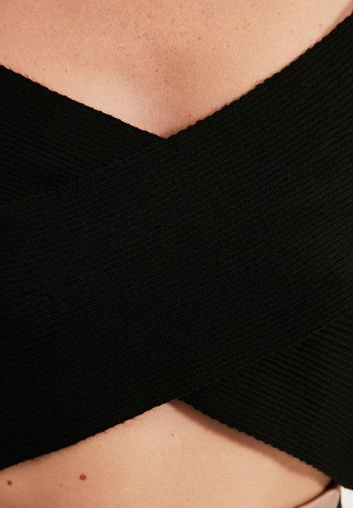 Trendyol - Double breasted knit sweater - black