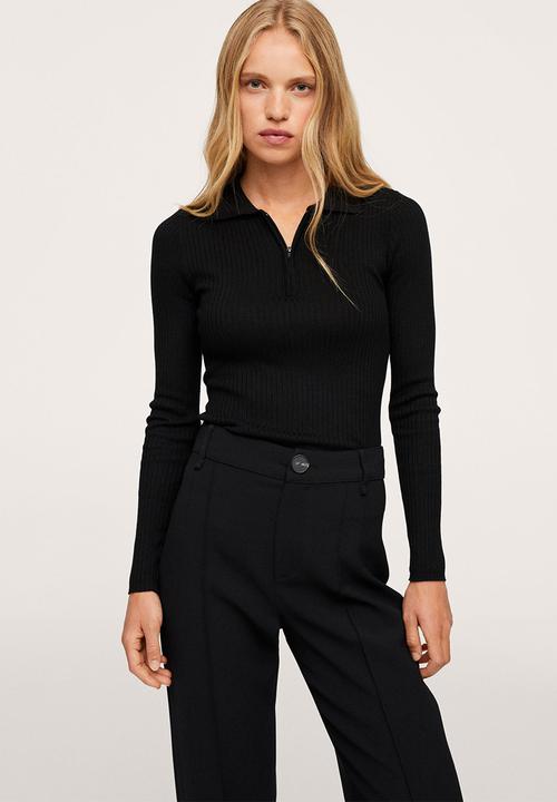MANGO - Trousers maca - black