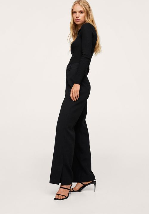 MANGO - Trousers maca - black