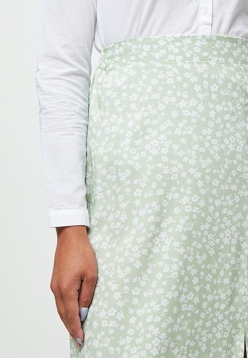edit - Pull on slit maxi skirt - sage & white 