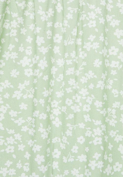 edit - Pull on slit maxi skirt - sage & white 