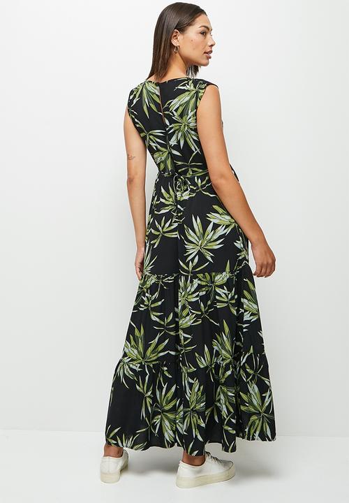 edit - Drawstring tiered maxi - night foliage