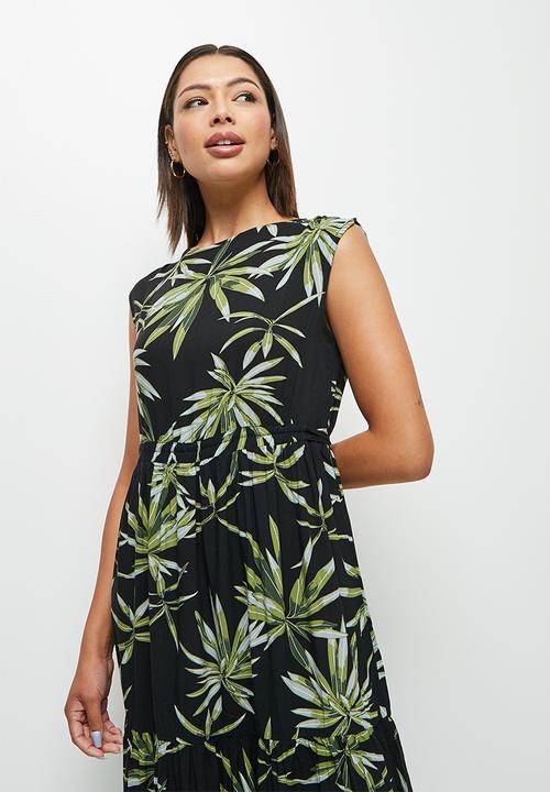 edit - Drawstring tiered maxi - night foliage