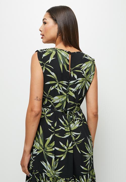 edit - Drawstring tiered maxi - night foliage