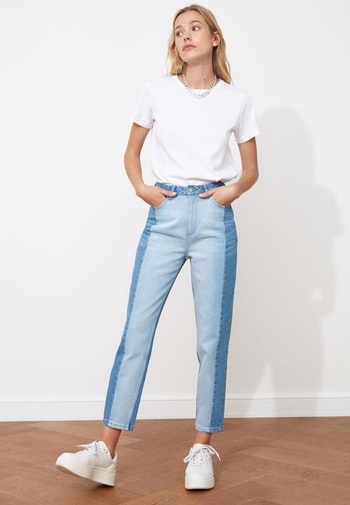 Trendyol - Block high waist mom jeans - blue