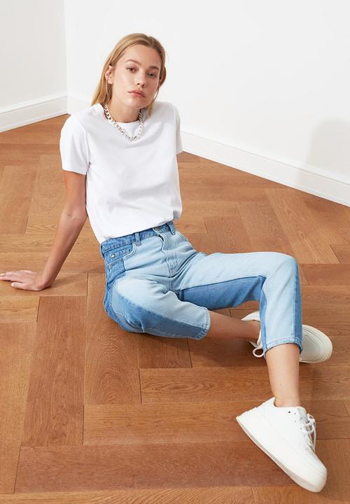 Trendyol - Block high waist mom jeans - blue