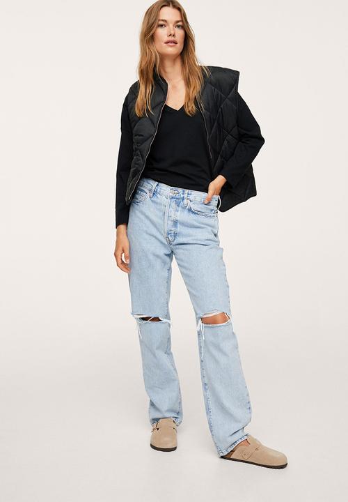 MANGO - T-shirt sacov - black