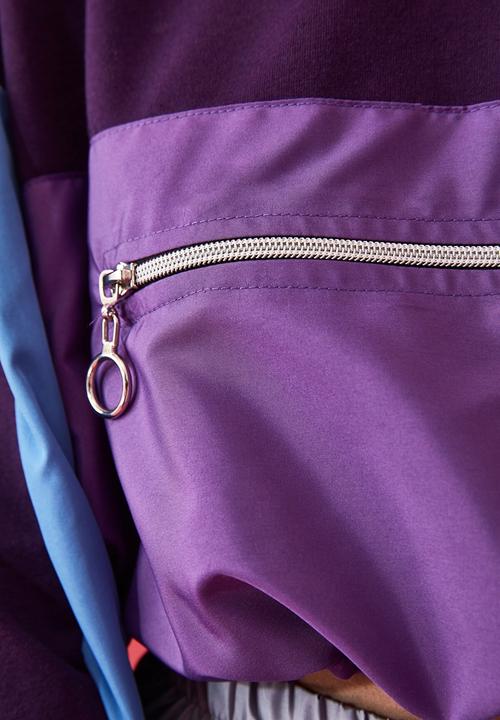 Trendyol - Color block crop thin sweatshirt - purple