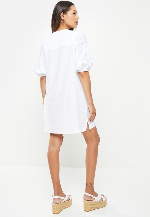 Me&B - Embroidered sleeve tunic dress - milk 