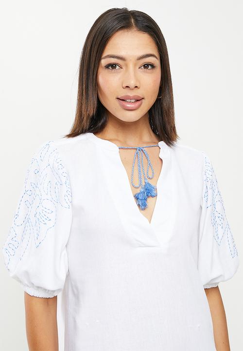 Me&B - Embroidered sleeve tunic dress - milk 