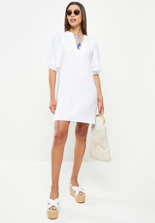 Me&B - Embroidered sleeve tunic dress - milk 