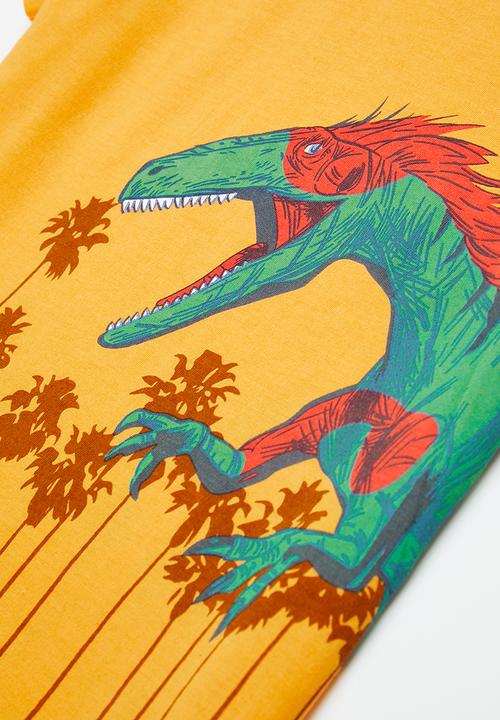 Pop Candy - Boys dino tee & shorts set - orange & navy