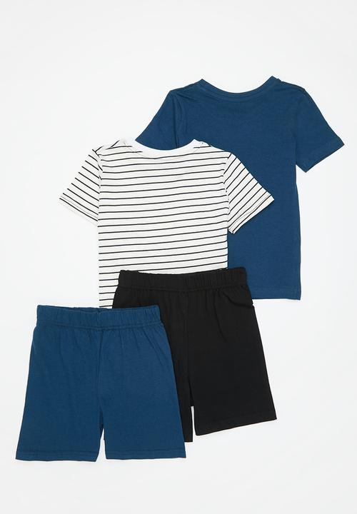 Pop Candy - 2 pack printed pj set - black, white & navy