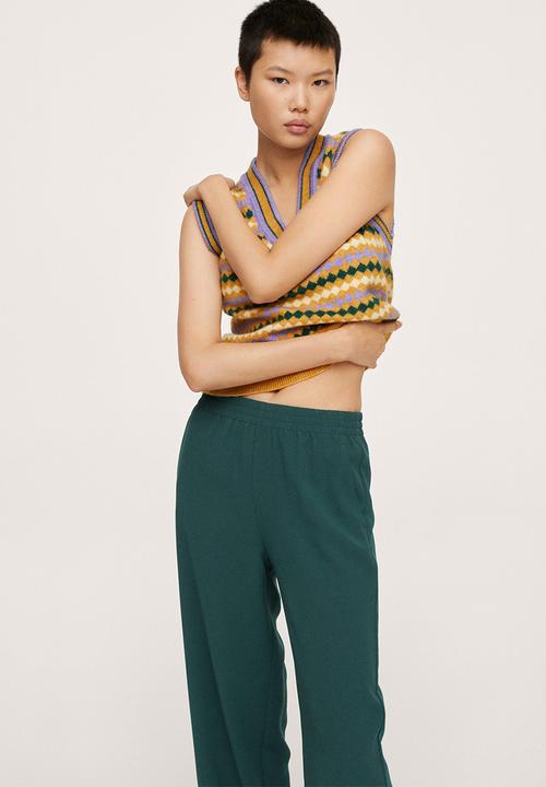 MANGO - Trousers rubber - green