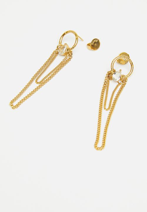 GUESS - Elegance clear drop & 2 chains yg - gold