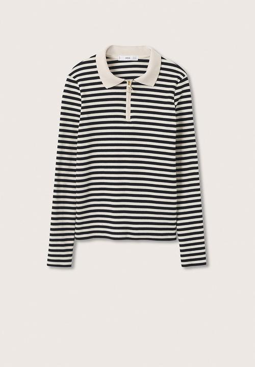 MANGO - Polo shirt naval - beige & black