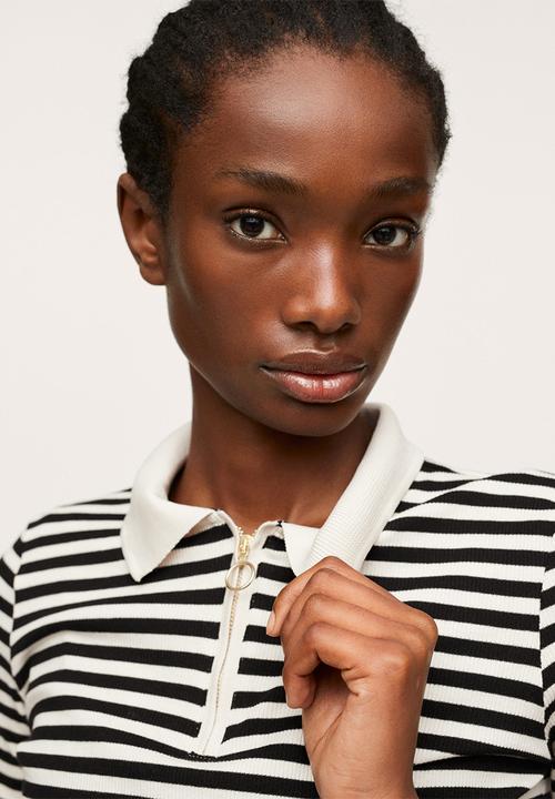 MANGO - Polo shirt naval - beige & black