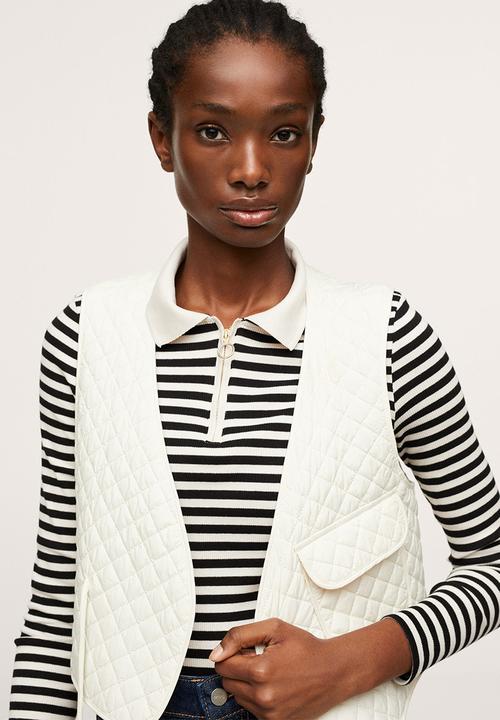 MANGO - Polo shirt naval - beige & black