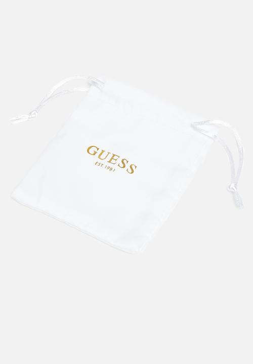 GUESS - G snap white painted huggies silver - silver/white