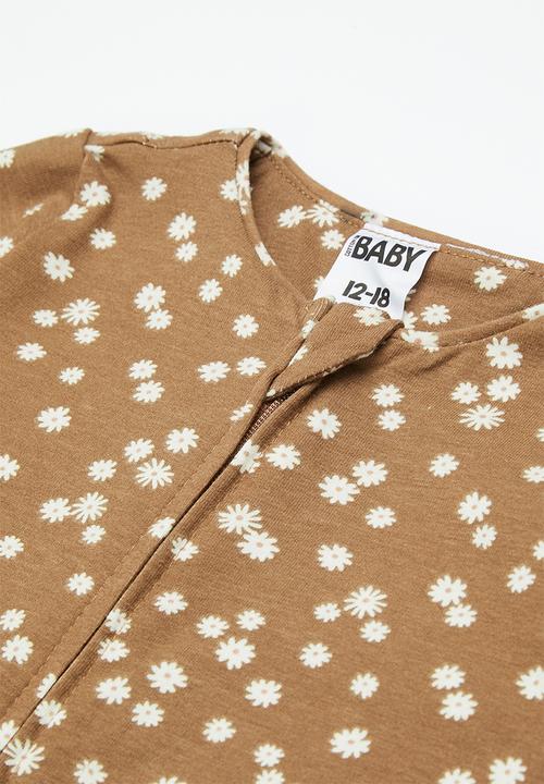 Cotton On - The long sleeve zip romper - brown